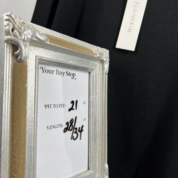 Elaine Kim Leather Trim Tunic Top‎ Sz L Gothic Black Tunic Long Sleeve Hi/Lo Hem - Picture 11 of 12